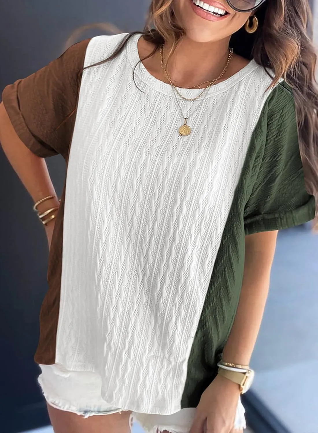 SHEWIN Womens Tops Short Sleeve Shirts Oversized Tshirts Casual Summer Tops
