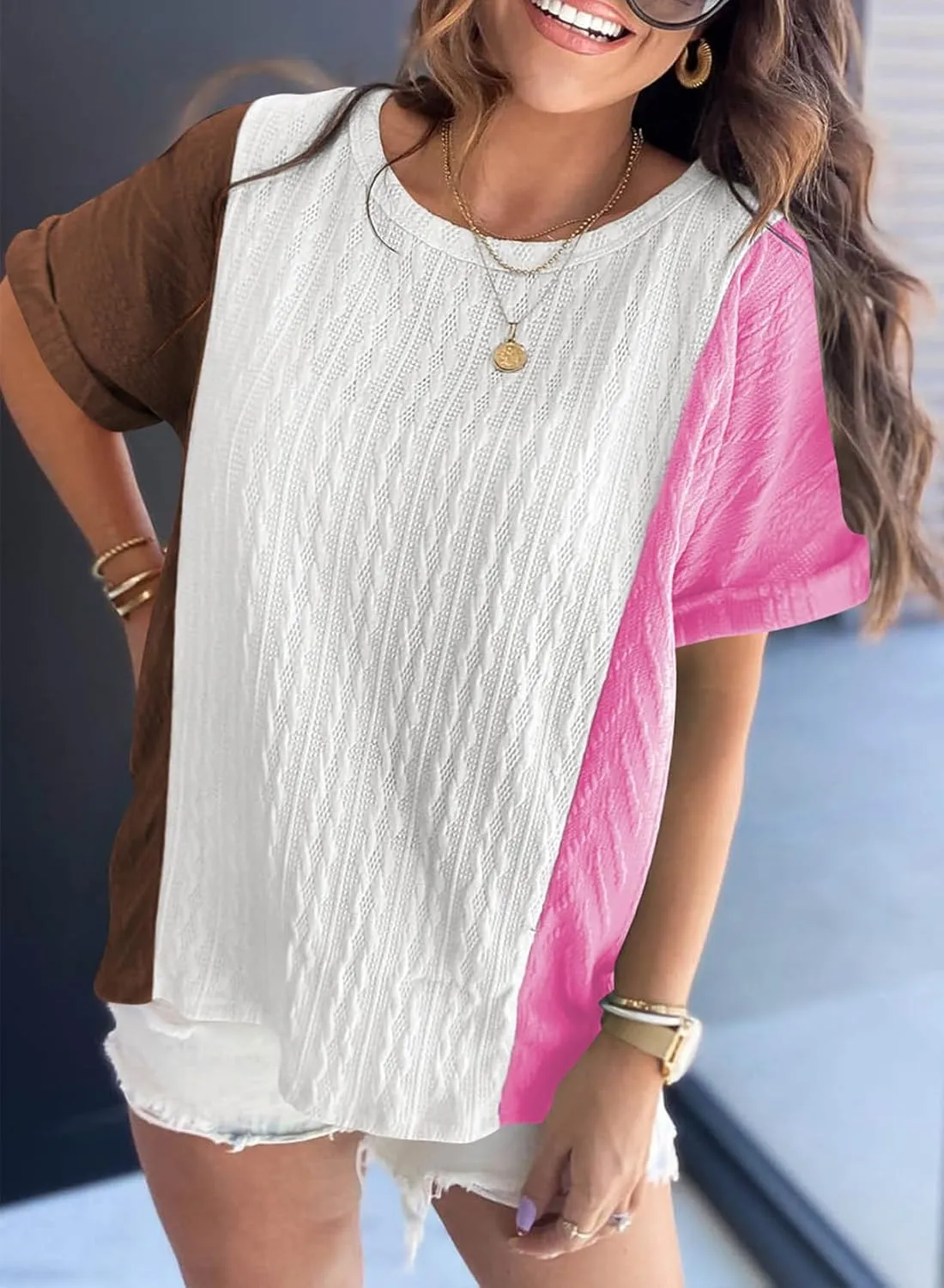 SHEWIN Womens Tops Short Sleeve Shirts Oversized Tshirts Casual Summer Tops