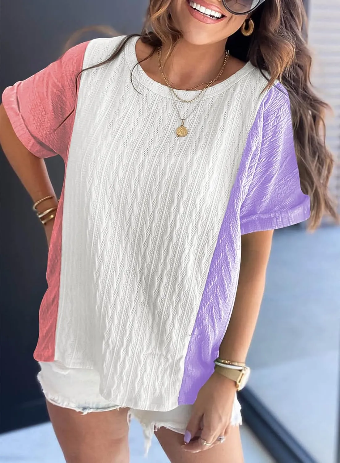 SHEWIN Womens Tops Short Sleeve Shirts Oversized Tshirts Casual Summer Tops