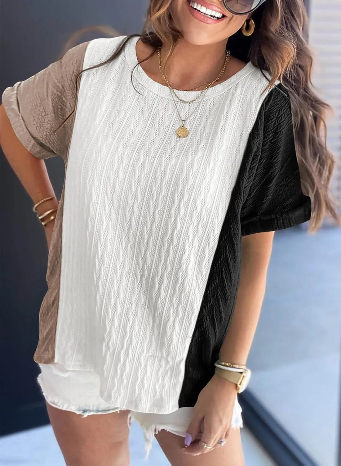 SHEWIN Womens Tops Short Sleeve Shirts Oversized Tshirts Casual Summer Tops