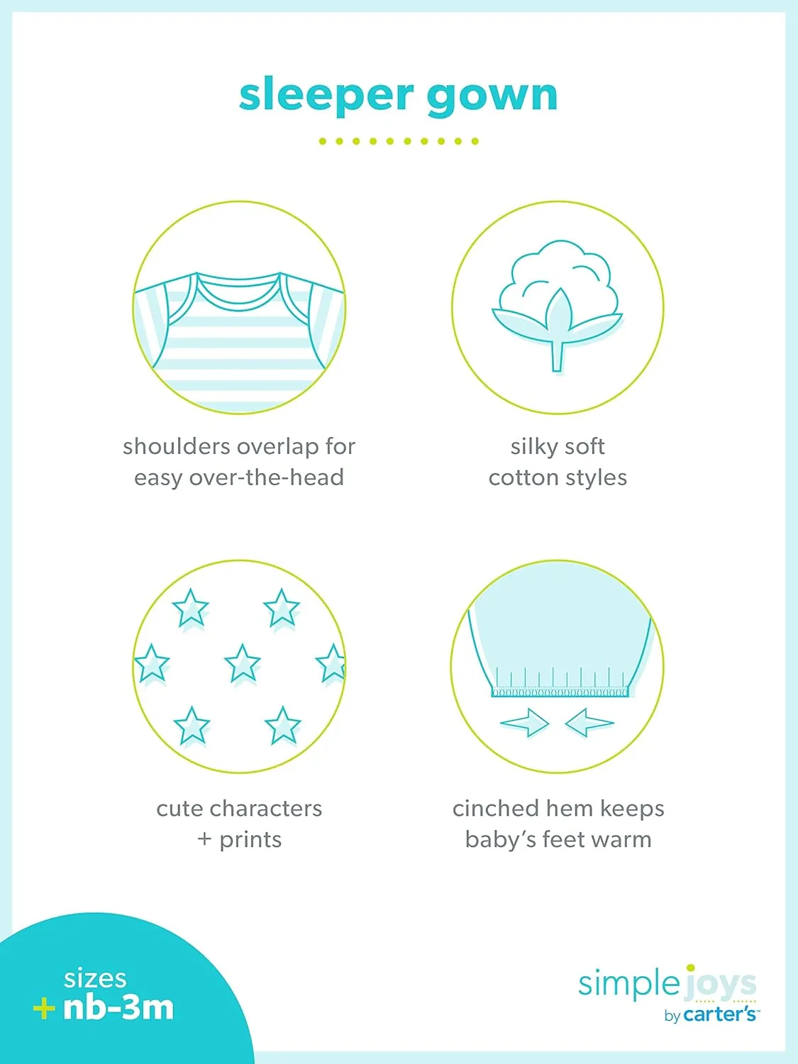 Simple Joys by Carter's Baby 3-Pack Neutral Cotton Sleeper Gown