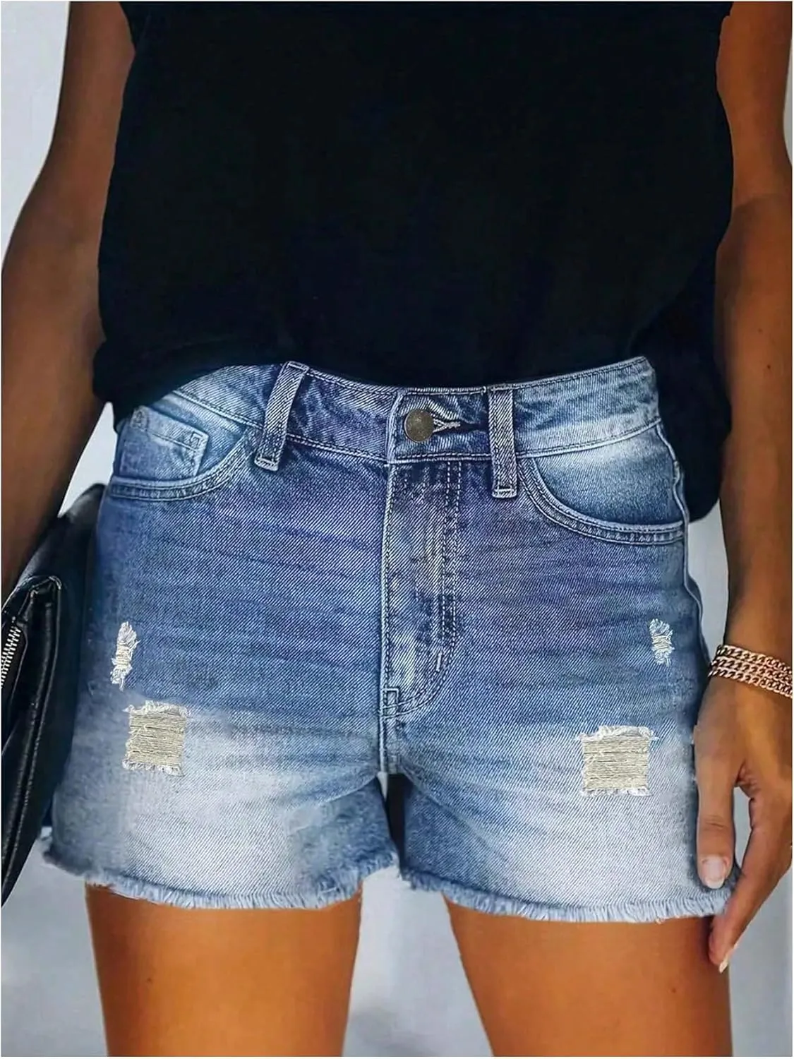 SOLY HUX Girl's Ripped Jean Shorts Y2k High Waisted Stretchy Summer Mini Denim Bottoms Streetwear