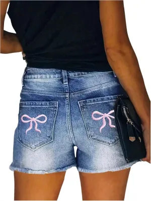 SOLY HUX Girl's Ripped Jean Shorts Y2k High Waisted Stretchy Summer Mini Denim Bottoms Streetwear