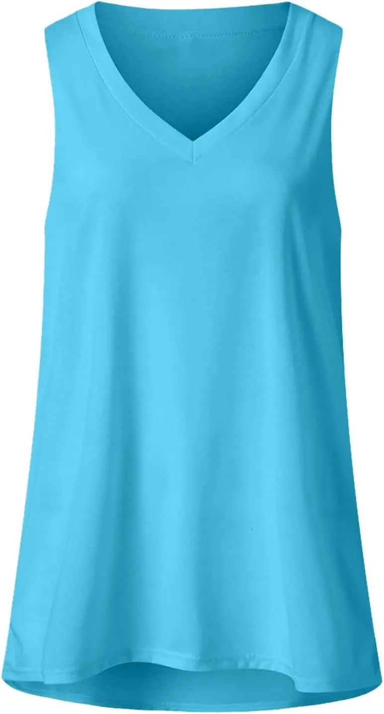 Tank Top for Women Plus Size V Neck Sleeveless Clothes Casual 2025 Casual Summer Holiday Beach Going Out Shirts
