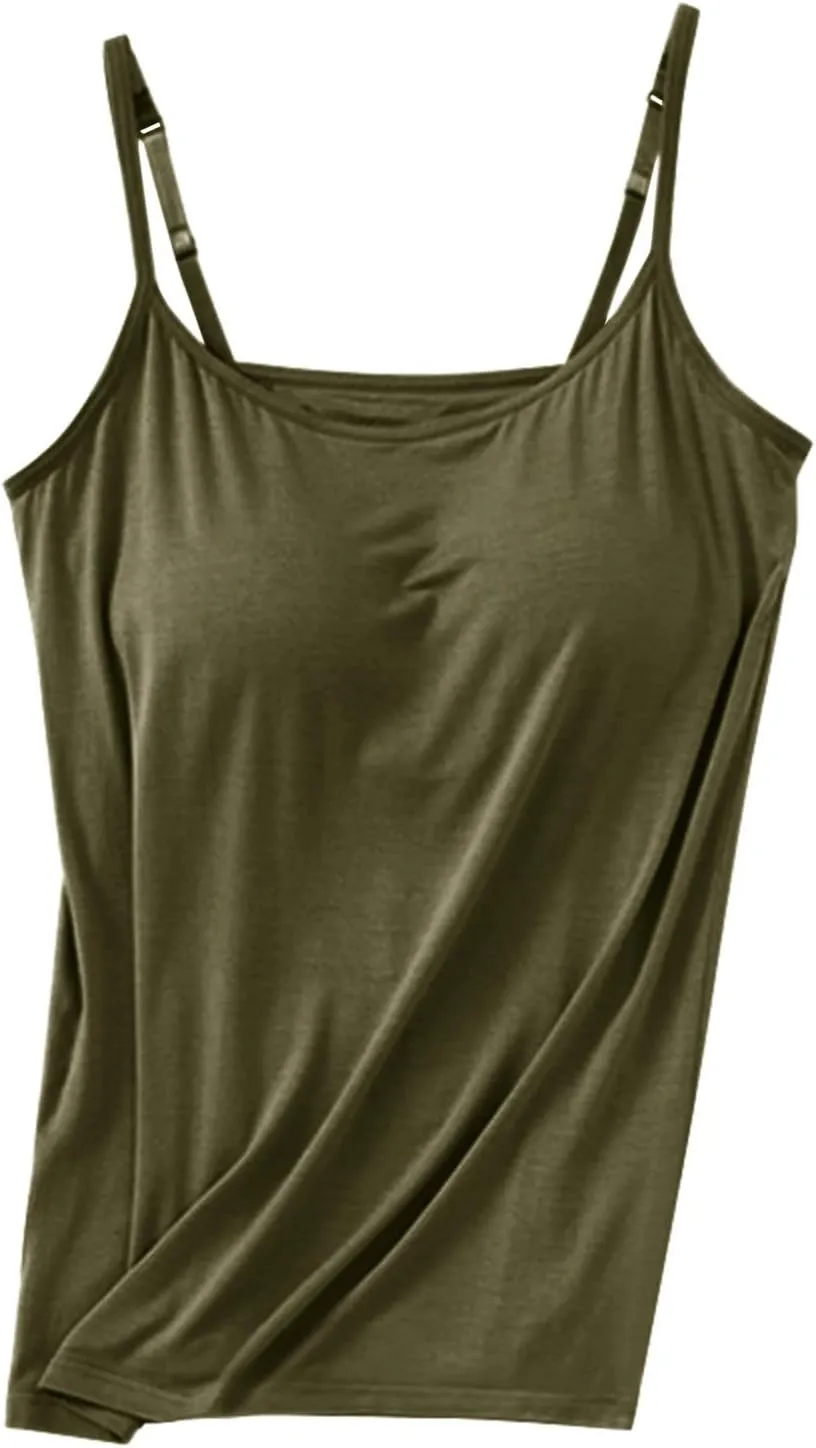 Tank Tops for Women Built with Shelf Bra Adjustable Spaghetti Strap Summer Sexy Athletic Outfits Layering Undershirt