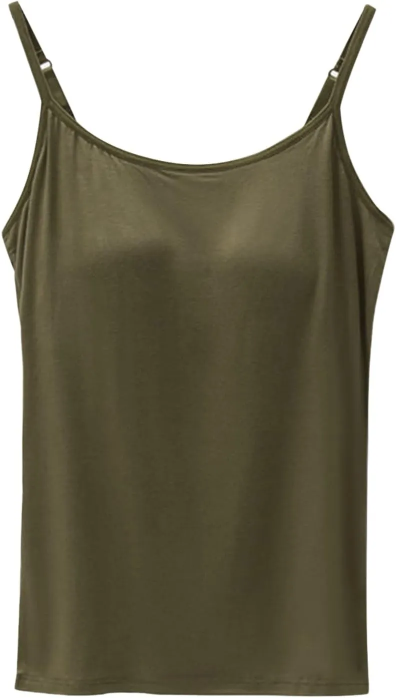 Tank Tops for Women Built with Shelf Bra Adjustable Spaghetti Strap Summer Sexy Athletic Outfits Layering Undershirt