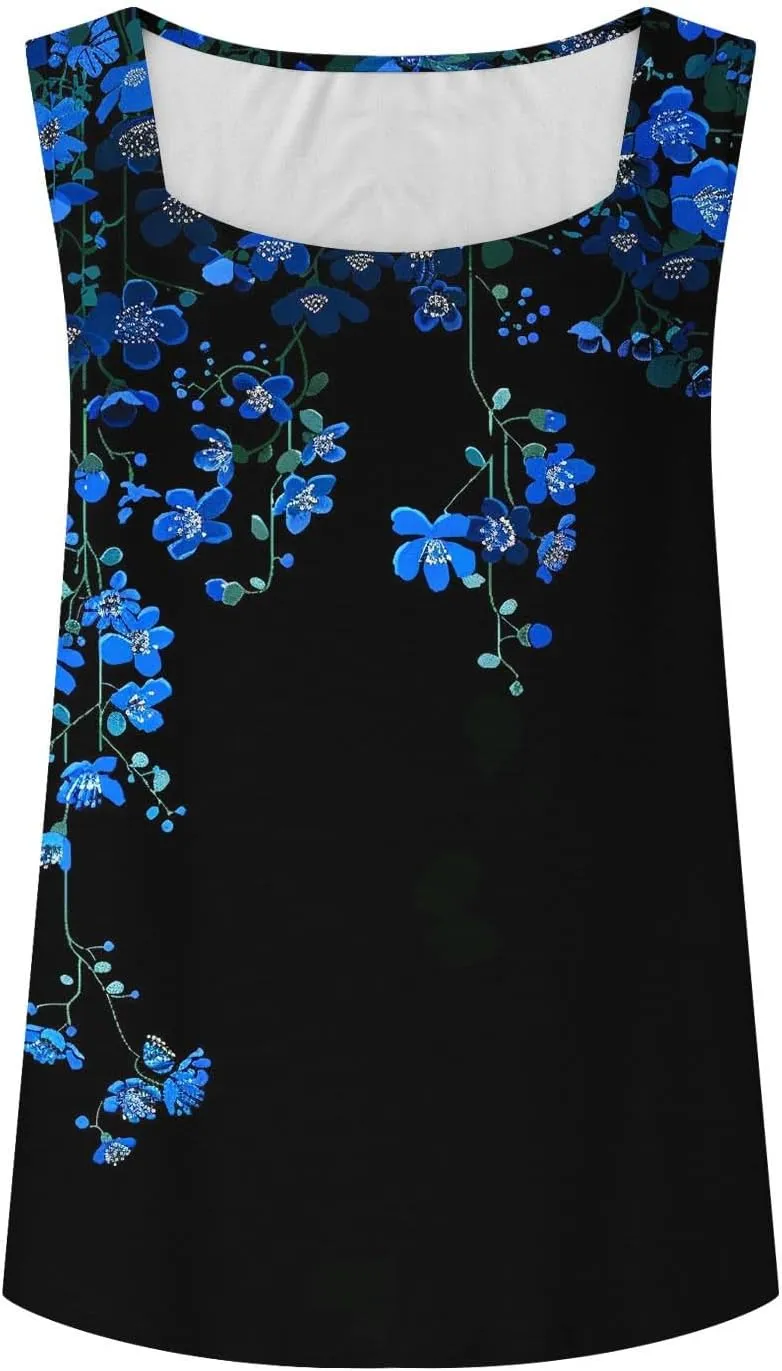 TARIENDY Tank Top for Women Dressy Casual Summer Sleeveless Shirts Loose Square Neck Blouses Plain Beach Vacation Outfits