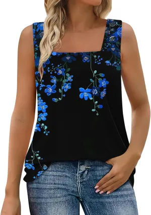 TARIENDY Tank Top for Women Dressy Casual Summer Sleeveless Shirts Loose Square Neck Blouses Plain Beach Vacation Outfits