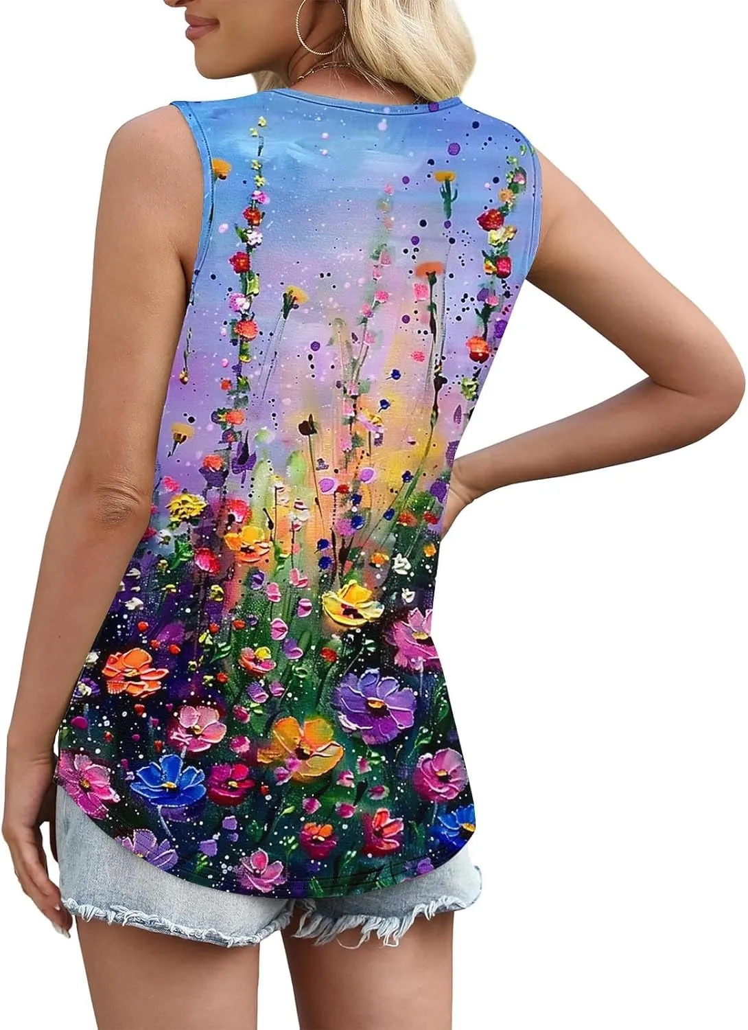 TARIENDY Tank Top for Women Dressy Casual Summer Sleeveless Shirts Loose Square Neck Blouses Plain Beach Vacation Outfits