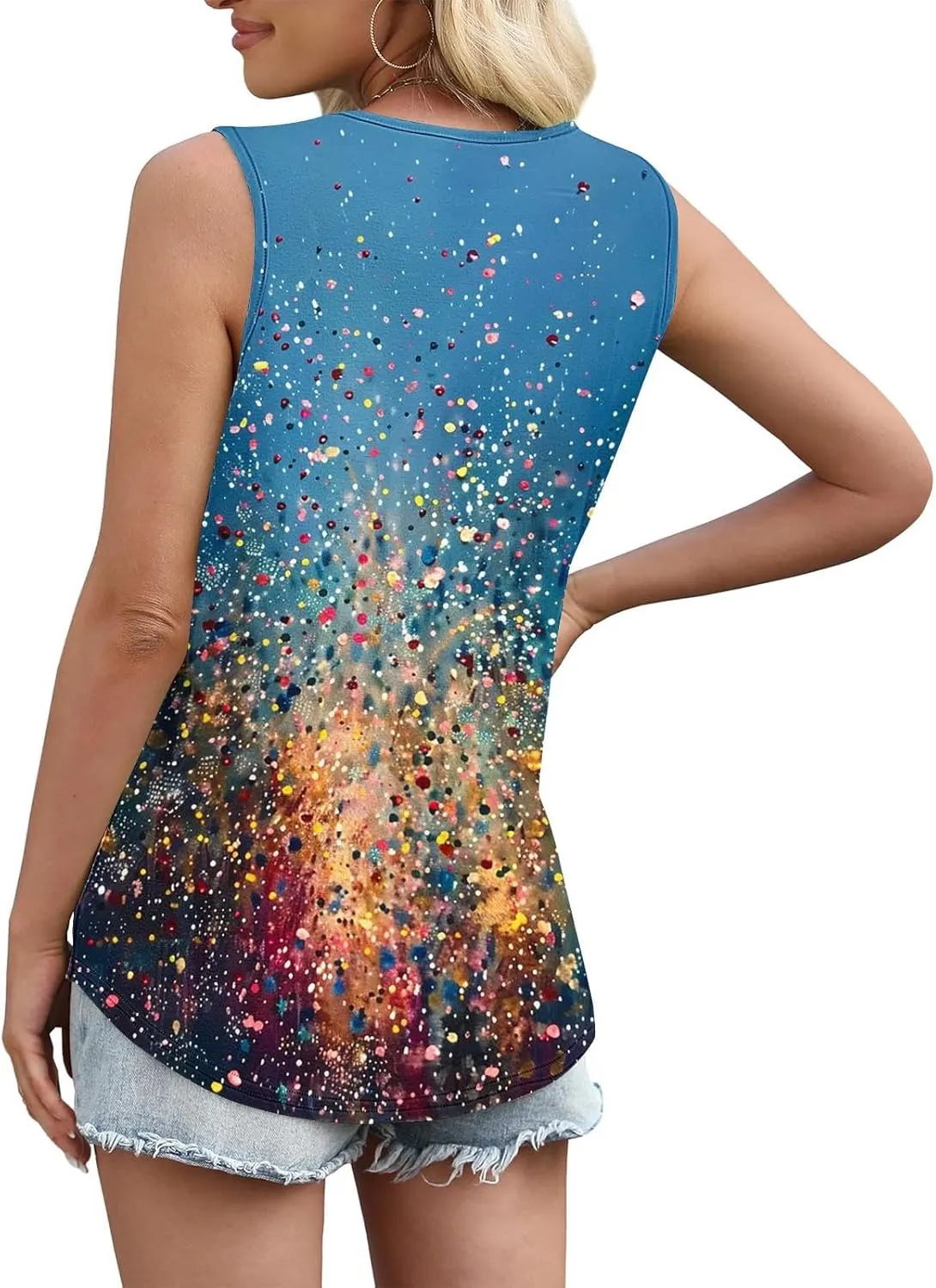 TARIENDY Tank Top for Women Dressy Casual Summer Sleeveless Shirts Loose Square Neck Blouses Plain Beach Vacation Outfits