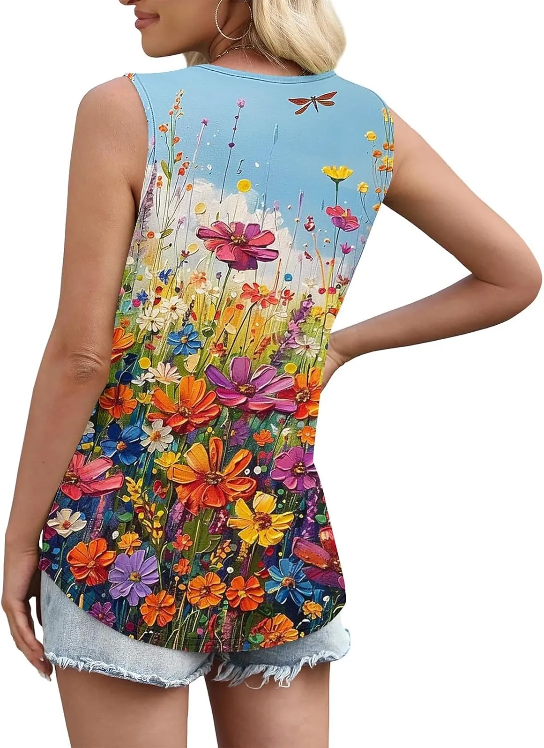 TARIENDY Tank Top for Women Dressy Casual Summer Sleeveless Shirts Loose Square Neck Blouses Plain Beach Vacation Outfits