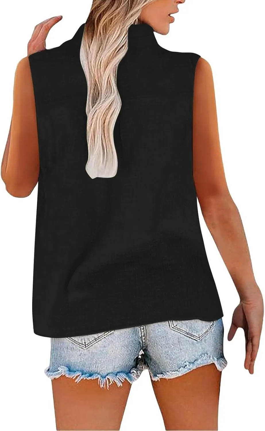 TARIENDY Tank Top for Women Loose Fit V Neck Sleeveless Shirts Trendy 2025 Button Down Beach Vacation Outfits with Pocket