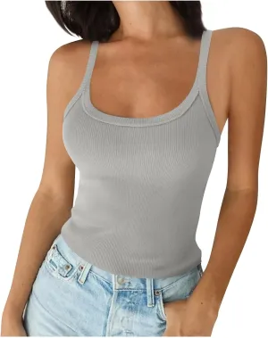 TARIENDY Tank Top for Women Plus Size Slim Fit Scoop Neck Tops Athletic Workout Casual Summer Plain Sleeveless Shirts