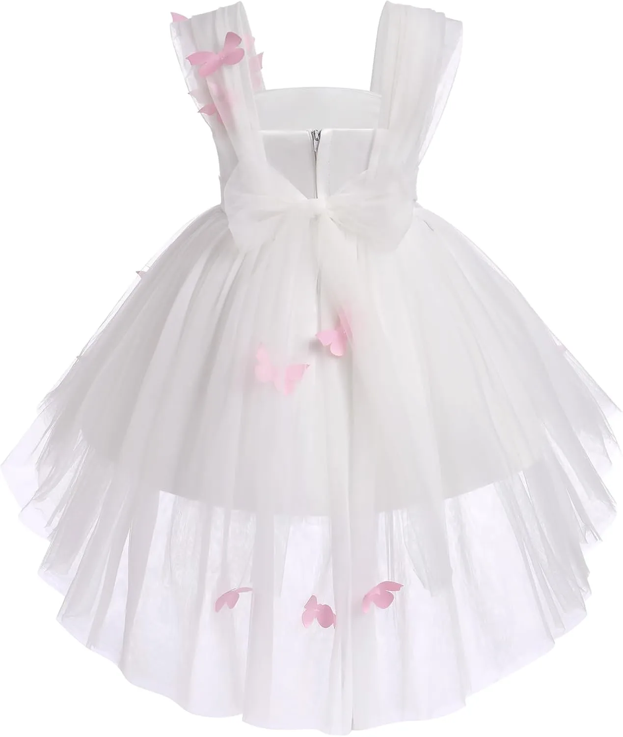 Toddler Baby Flower Girls Sequins Bowknot High Low Tutu Dress Petal Lace Princess Pageant Wedding Birthday Party Formal Gown