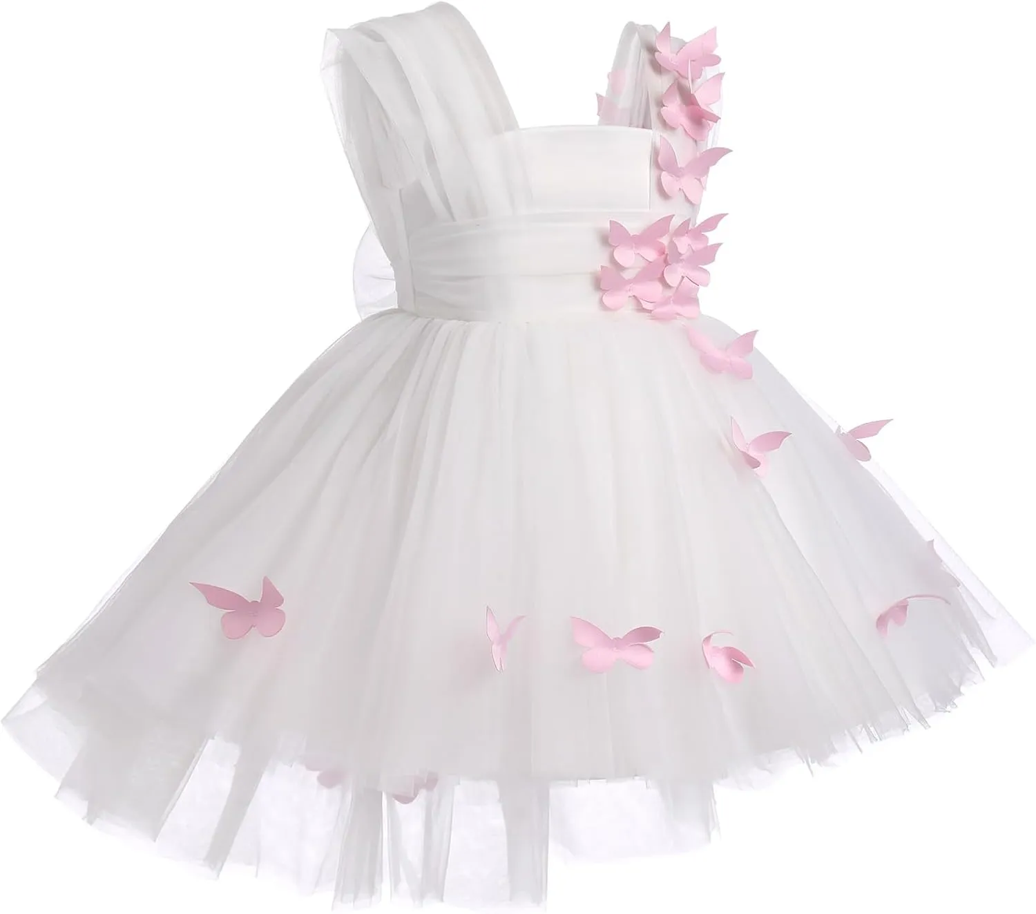 Toddler Baby Flower Girls Sequins Bowknot High Low Tutu Dress Petal Lace Princess Pageant Wedding Birthday Party Formal Gown