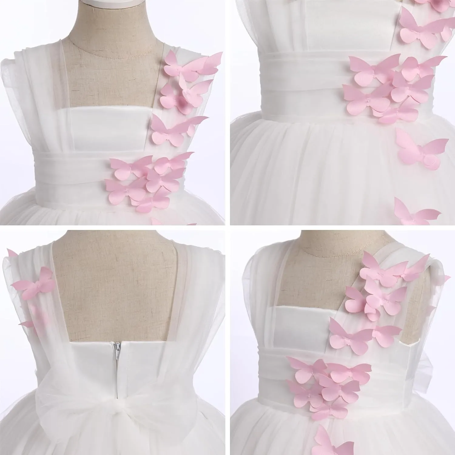 Toddler Baby Flower Girls Sequins Bowknot High Low Tutu Dress Petal Lace Princess Pageant Wedding Birthday Party Formal Gown