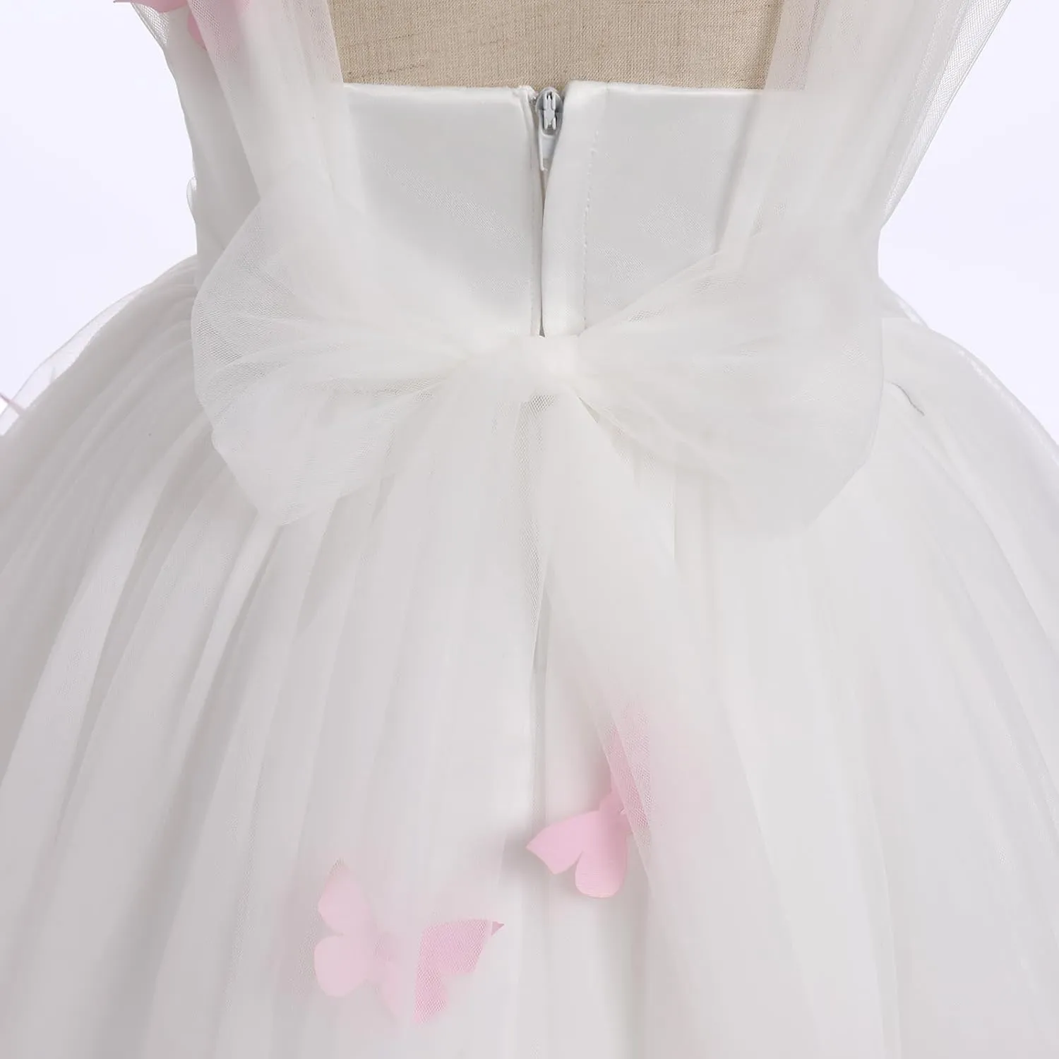 Toddler Baby Flower Girls Sequins Bowknot High Low Tutu Dress Petal Lace Princess Pageant Wedding Birthday Party Formal Gown