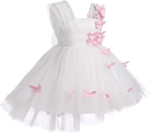 Toddler Baby Flower Girls Sequins Bowknot High Low Tutu Dress Petal Lace Princess Pageant Wedding Birthday Party Formal Gown