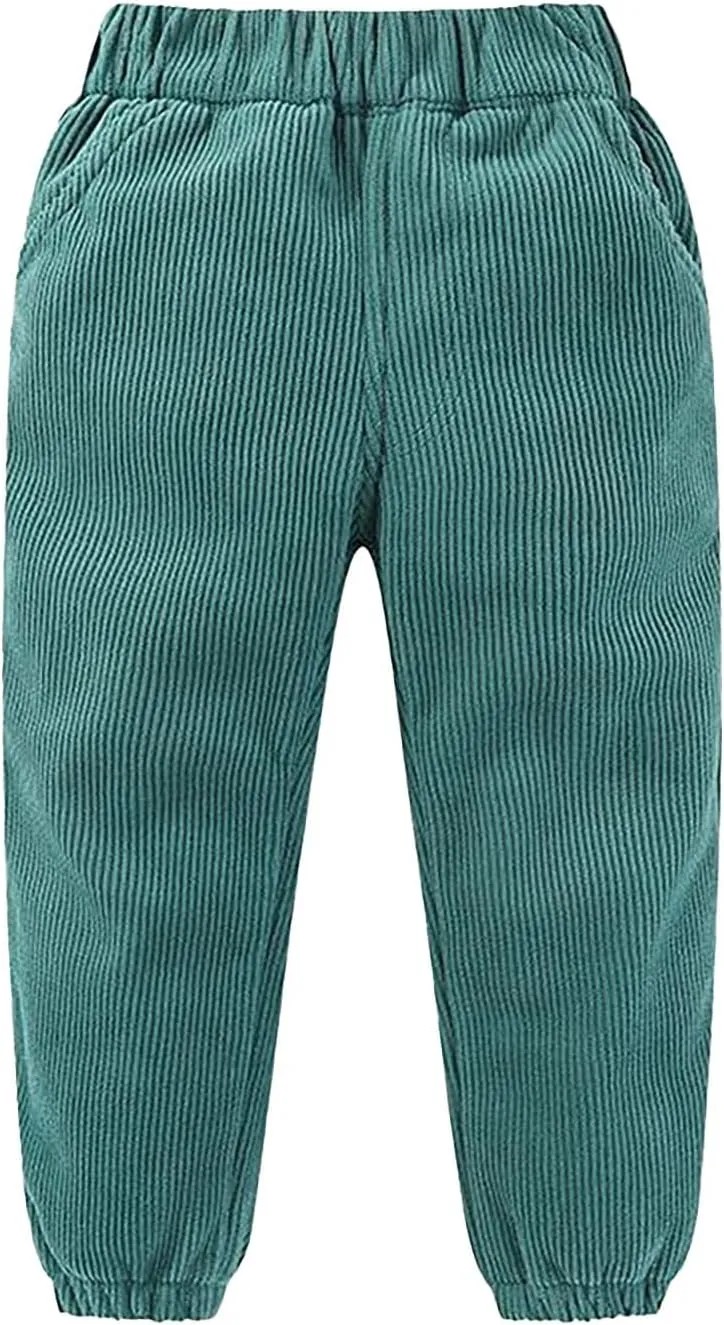 Toddler Boys Girls Kids Corduroy Sweatpants Elastic Waist Jogger Pants Unisex Solid Fall Winter Active Pants Bottoms
