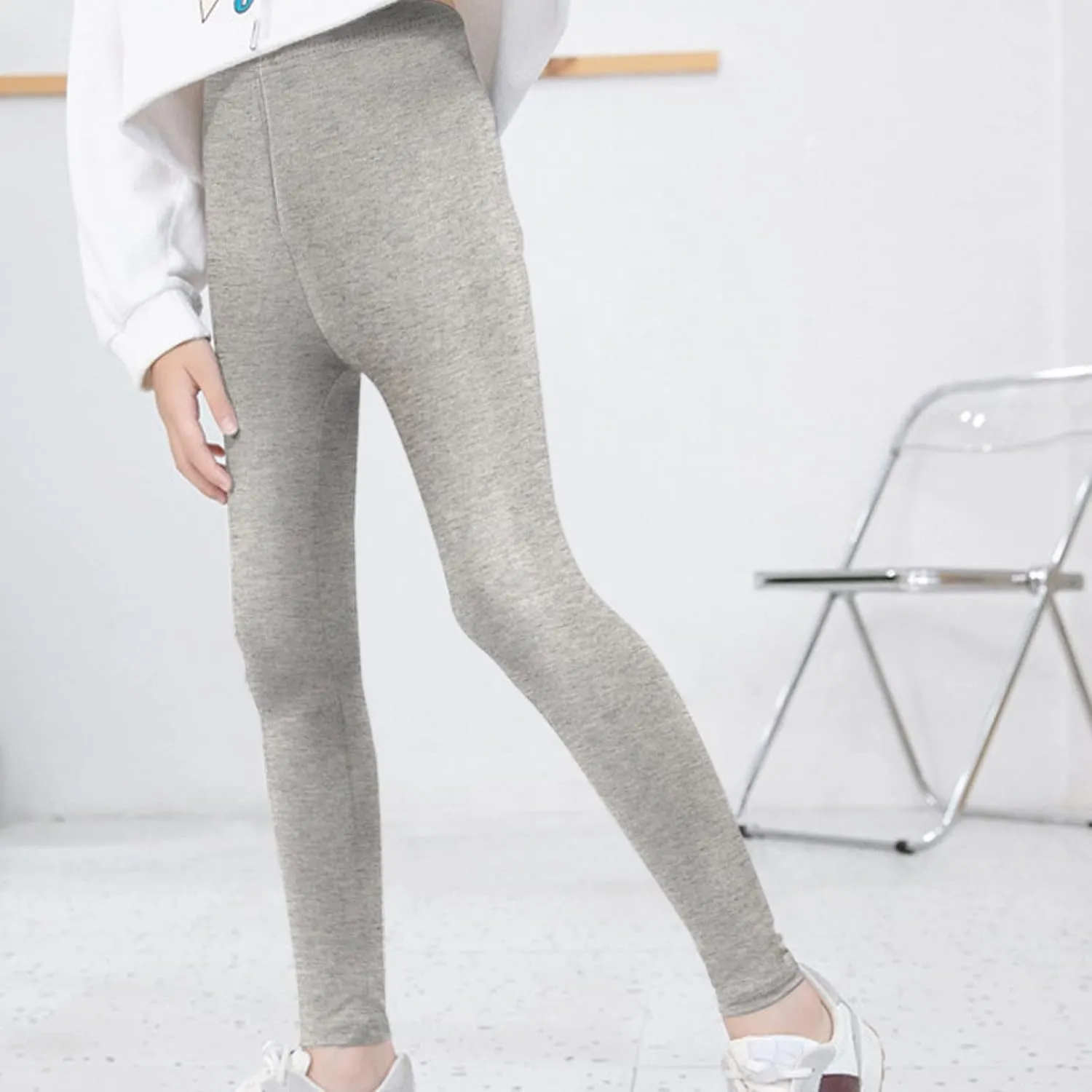 Toddler Girls High Waist Leggings for Kids Stretch Athletic Dance Yoga Pants Solid Comfy Leggings Bottoms Clothes