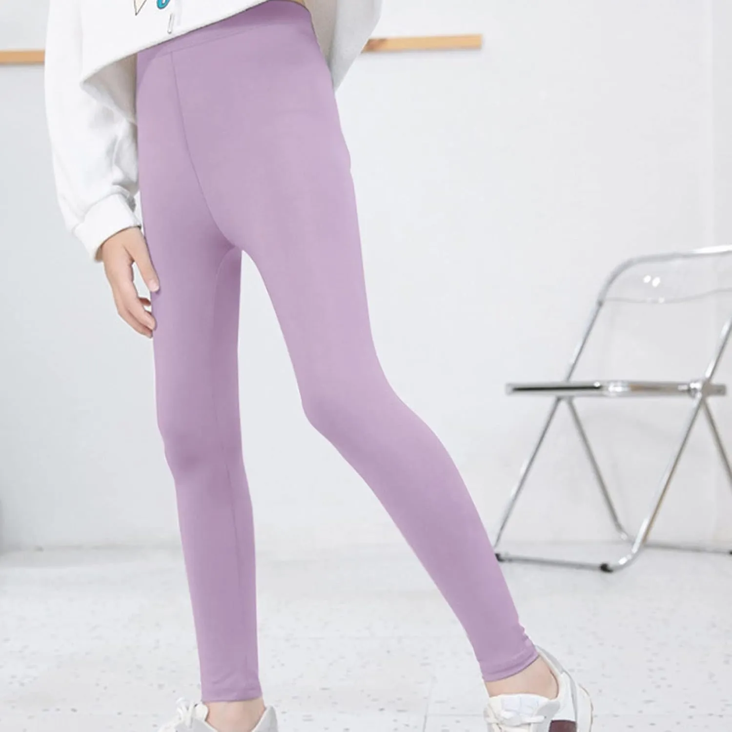 Toddler Girls High Waist Leggings for Kids Stretch Athletic Dance Yoga Pants Solid Comfy Leggings Bottoms Clothes