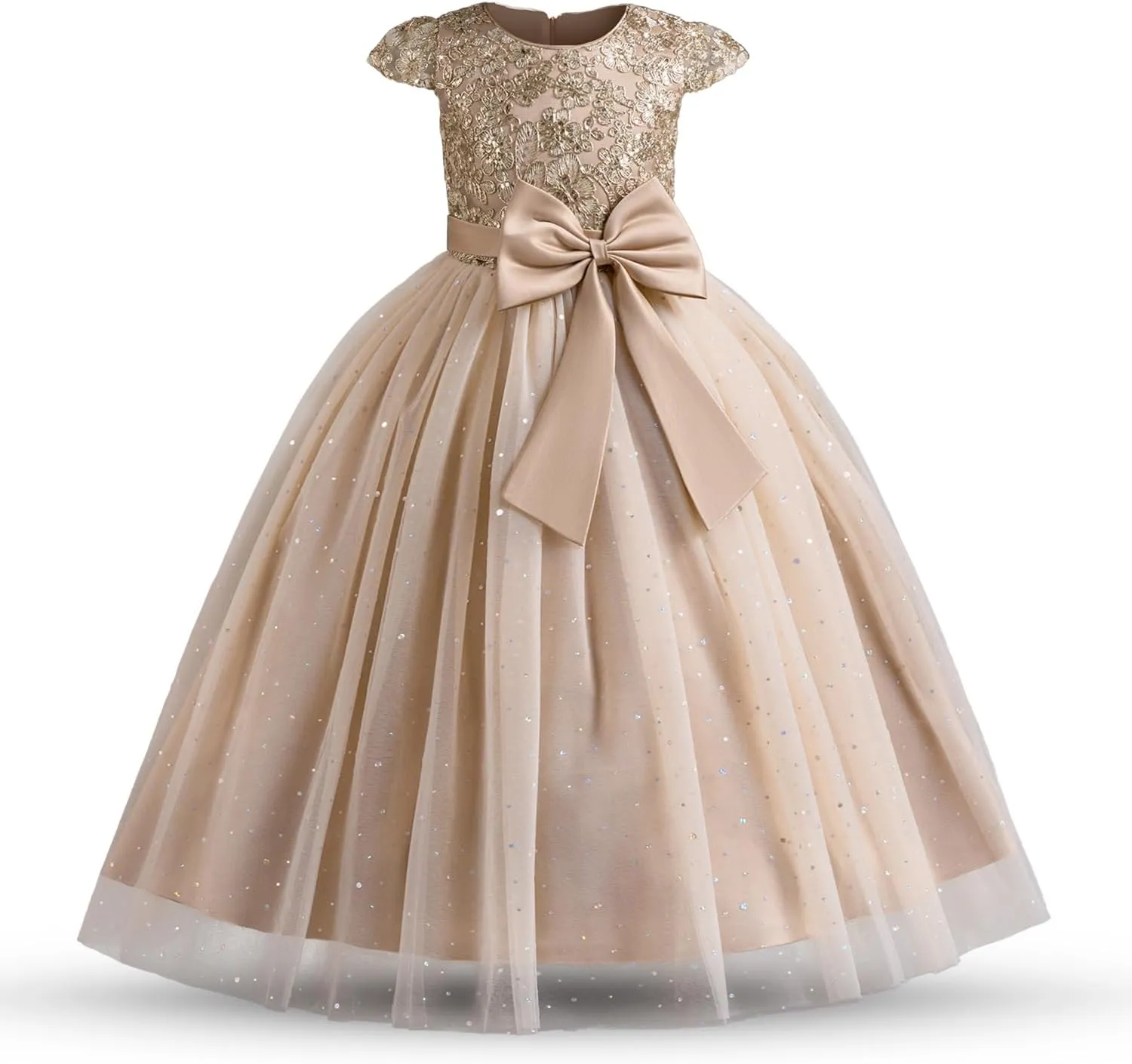 TTYAOVO Girls Pageant Princess Flower Dress Kids Prom Puffy Ball Gowns