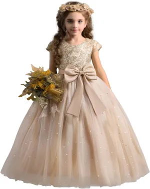 TTYAOVO Girls Pageant Princess Flower Dress Kids Prom Puffy Ball Gowns