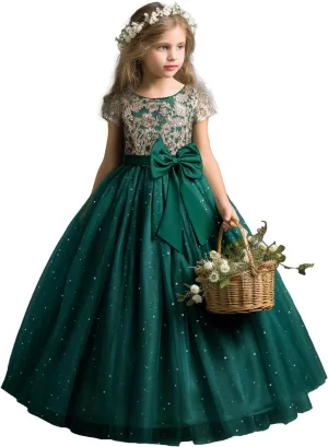 TTYAOVO Girls Pageant Princess Flower Dress Kids Prom Puffy Ball Gowns