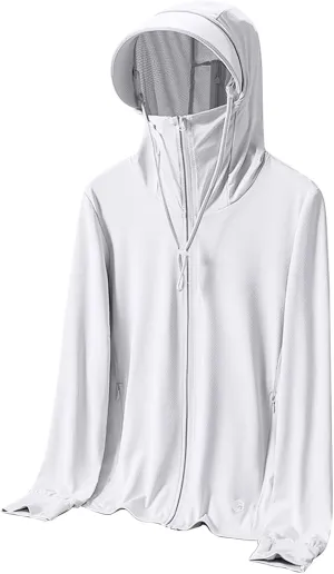 Unisex UPF 50  Sun Protection Jackets Summer Light Jacket Plus Size Hiking Fishing Zip Shirts Long Sleeve W/Pockets