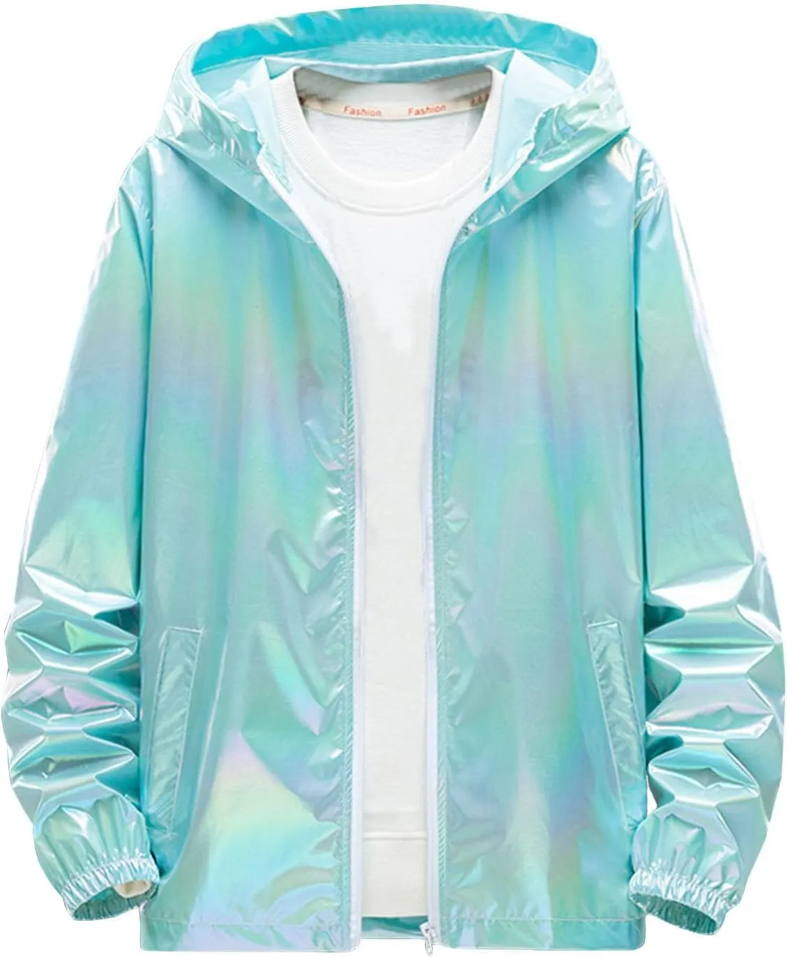 UPF50  Sun Protection Jackets For Men Colorful Reflective Hoodie Hiking Athletic Full Zip Long Sleeve Thin Outwear