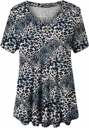 U.Vomade Women's Plus Size Tops Short Sleeve Blouses Flowy Summer Tunic Tops M-4X