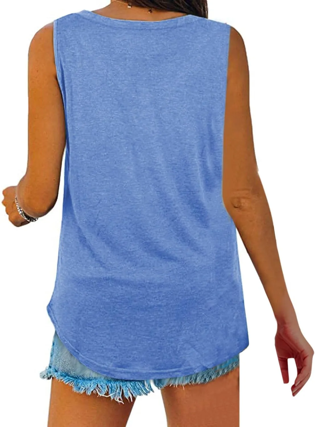 V Neck Tank Tops for Women Summer Casual Sleeveless Shirts Loose Fit Tunic Top Solid Flowy Blouses Yoga Workout Tanks