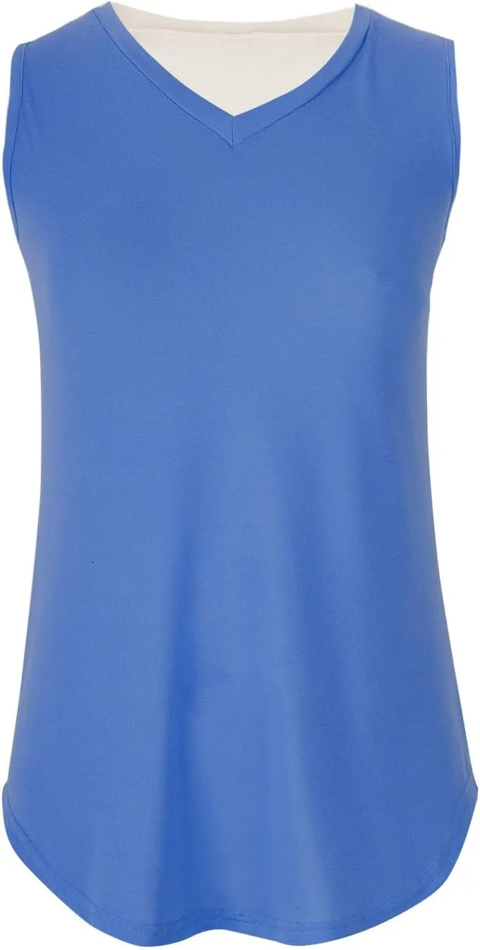 V Neck Tank Tops for Women Summer Casual Sleeveless Shirts Loose Fit Tunic Top Solid Flowy Blouses Yoga Workout Tanks
