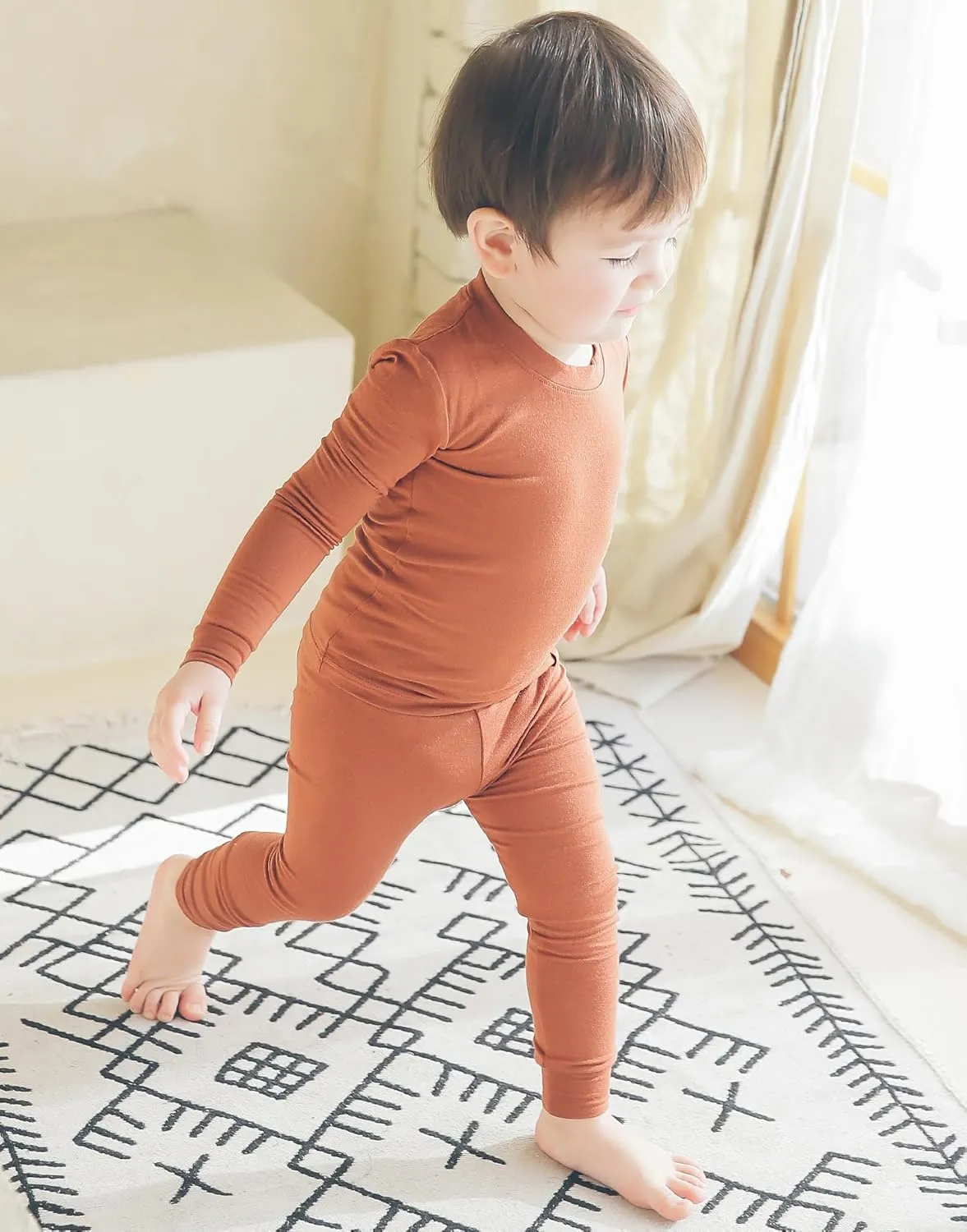 VAENAIT 6M-12Y Toddler Toddler Kids Toddler Girls Boys Soft Comfy Modal Tencel Solid Raglan Sleepwear Pajamas Pjs 2pcs Set