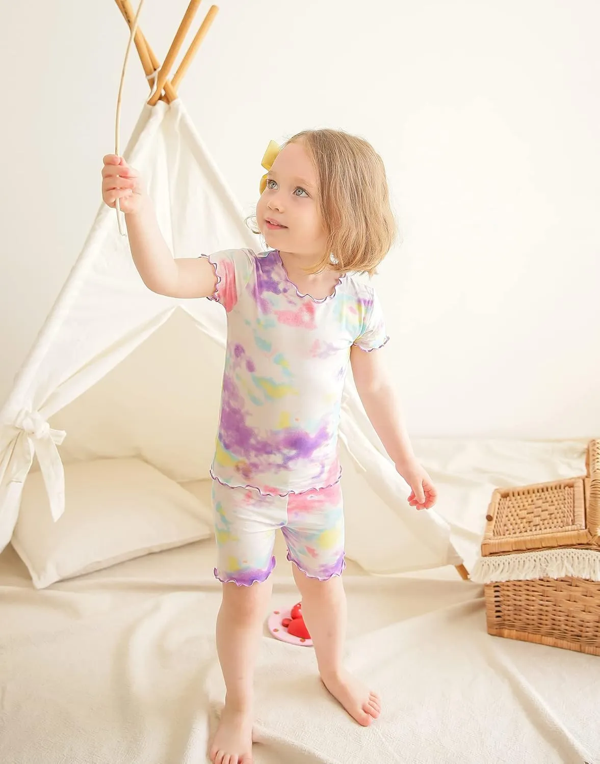 VAENAIT BABY Infant Toddler Kids Junior Soft Bamboo Pajamas Tie Dye Short Summer Pjs 2pcs Set 6M-12Y