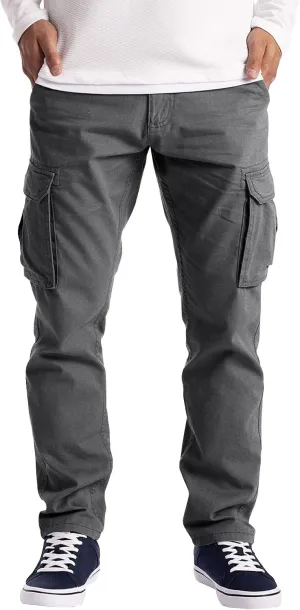WABEOR Mens Relaxed Fit Straight Leg Cargo Pants Multi-Pockets Lightweight Cotton Military Hiking Tactical Outdoor Work Pants