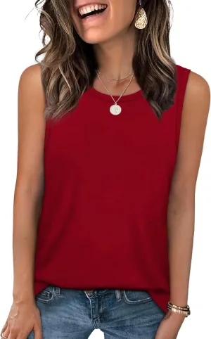 WEESO Womens Tank Tops Loose Fit Summer Fashion Shirts Sleeveless Tops Round Neck