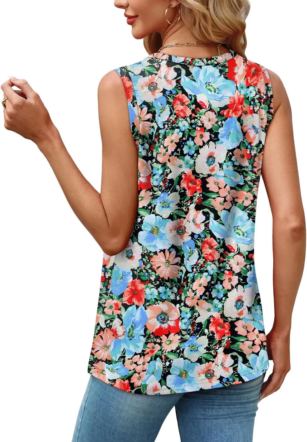 WEESO Womens Tank Tops Loose Fit Summer Fashion Shirts Sleeveless Tops Round Neck