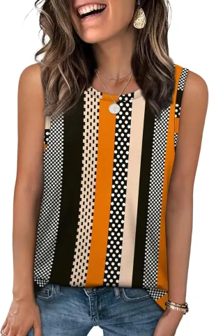 WEESO Womens Tank Tops Loose Fit Summer Fashion Shirts Sleeveless Tops Round Neck