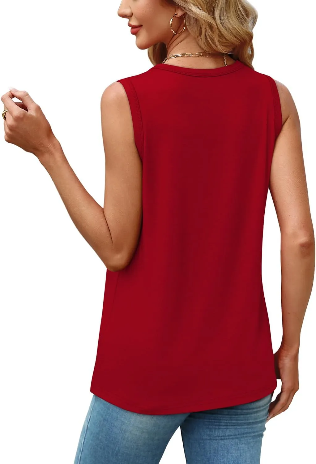 WEESO Womens Tank Tops Loose Fit Summer Fashion Shirts Sleeveless Tops Round Neck