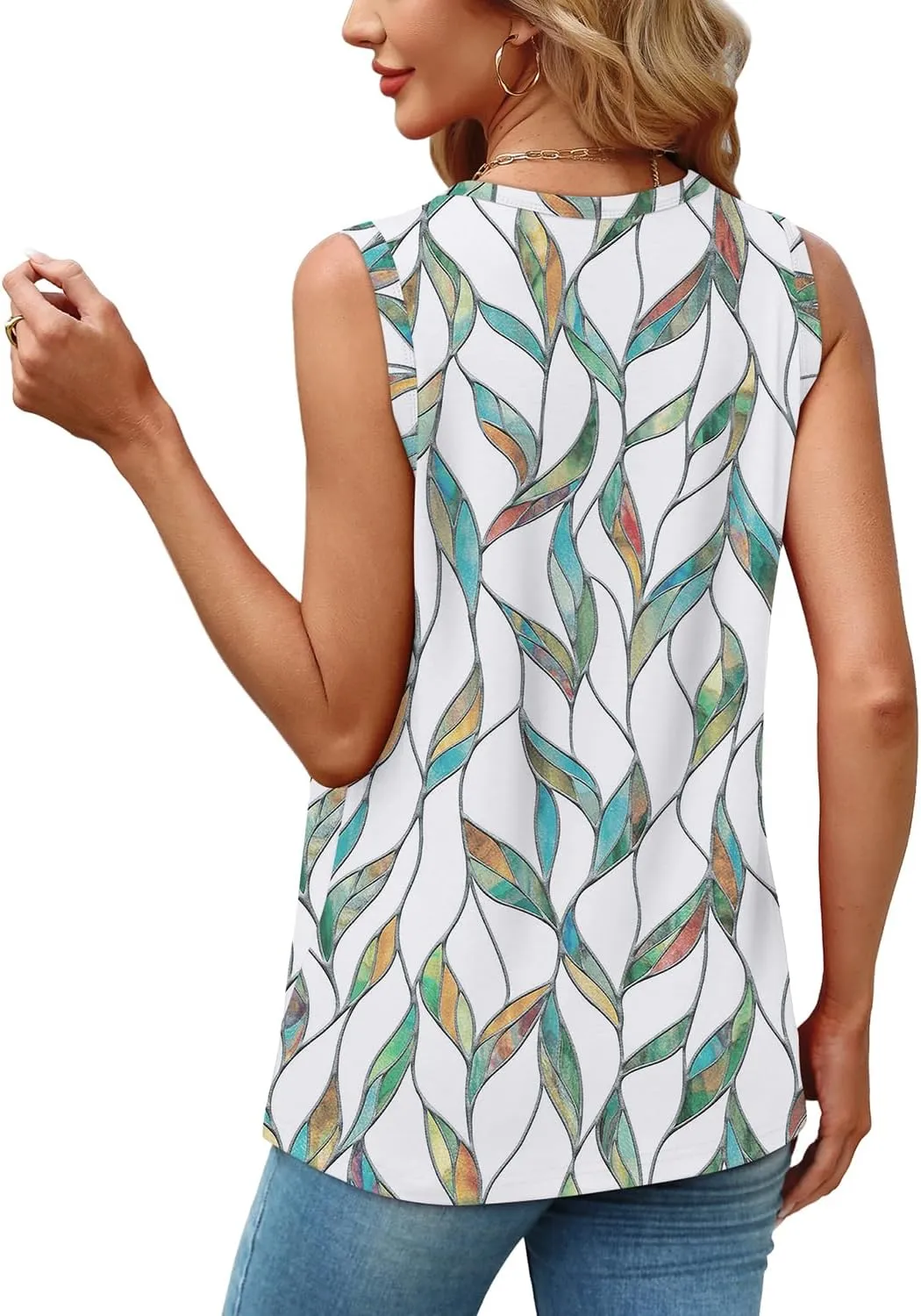 WEESO Womens Tank Tops Loose Fit Summer Fashion Shirts Sleeveless Tops Round Neck