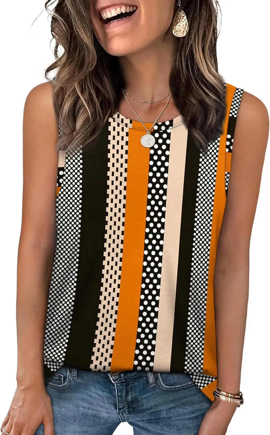 WEESO Womens Tank Tops Loose Fit Summer Fashion Shirts Sleeveless Tops Round Neck