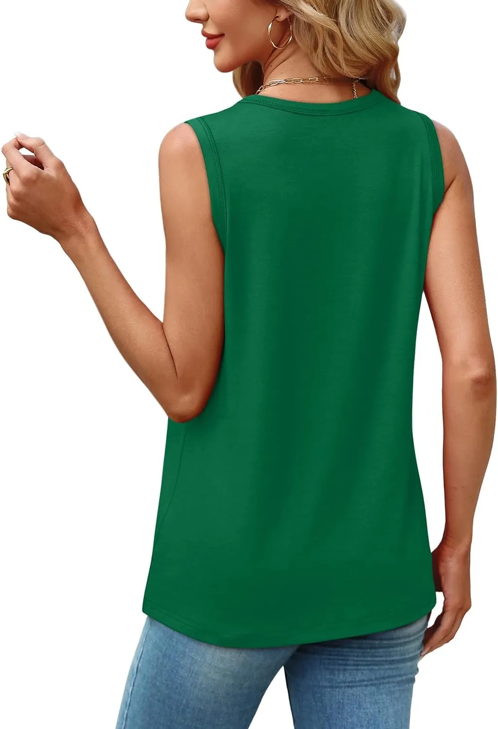 WEESO Womens Tank Tops Loose Fit Summer Fashion Shirts Sleeveless Tops Round Neck