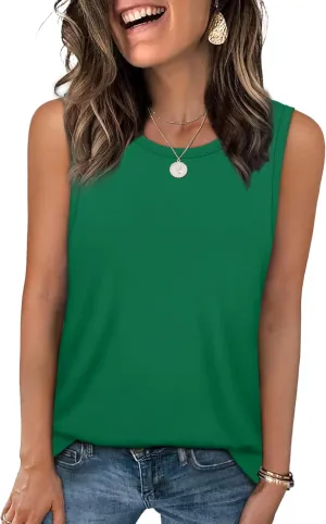 WEESO Womens Tank Tops Loose Fit Summer Fashion Shirts Sleeveless Tops Round Neck