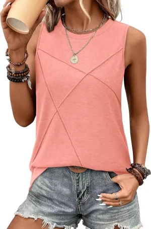 WIHOLL Summer Tank Tops for Women Loose Fit Crew Neck Casual Sleeveless Tops 2025 Trendy