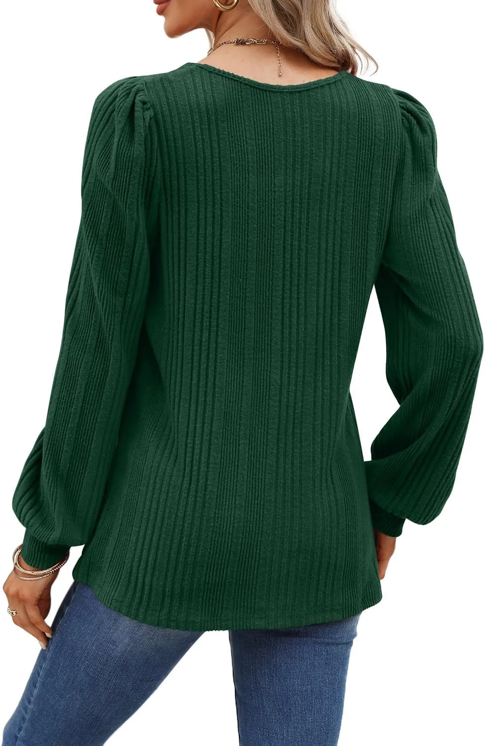 WIHOLL Tunic Tops for Women Loose Fit Long Sleeve Shirts Square Neck Tops