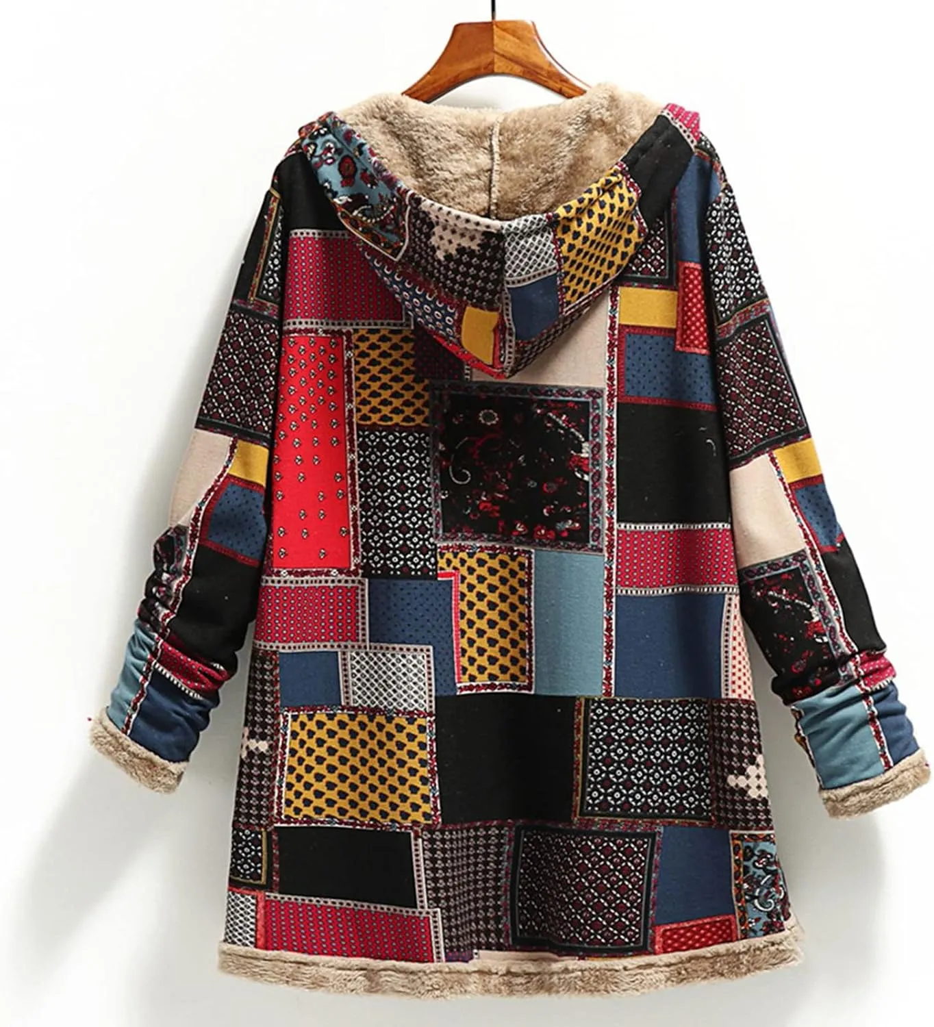 Winter Coats for Women Cotton And Linen Printing Hoodies Fall Winter Fleece Jacket Casual Hooded Sweatshirts Thick