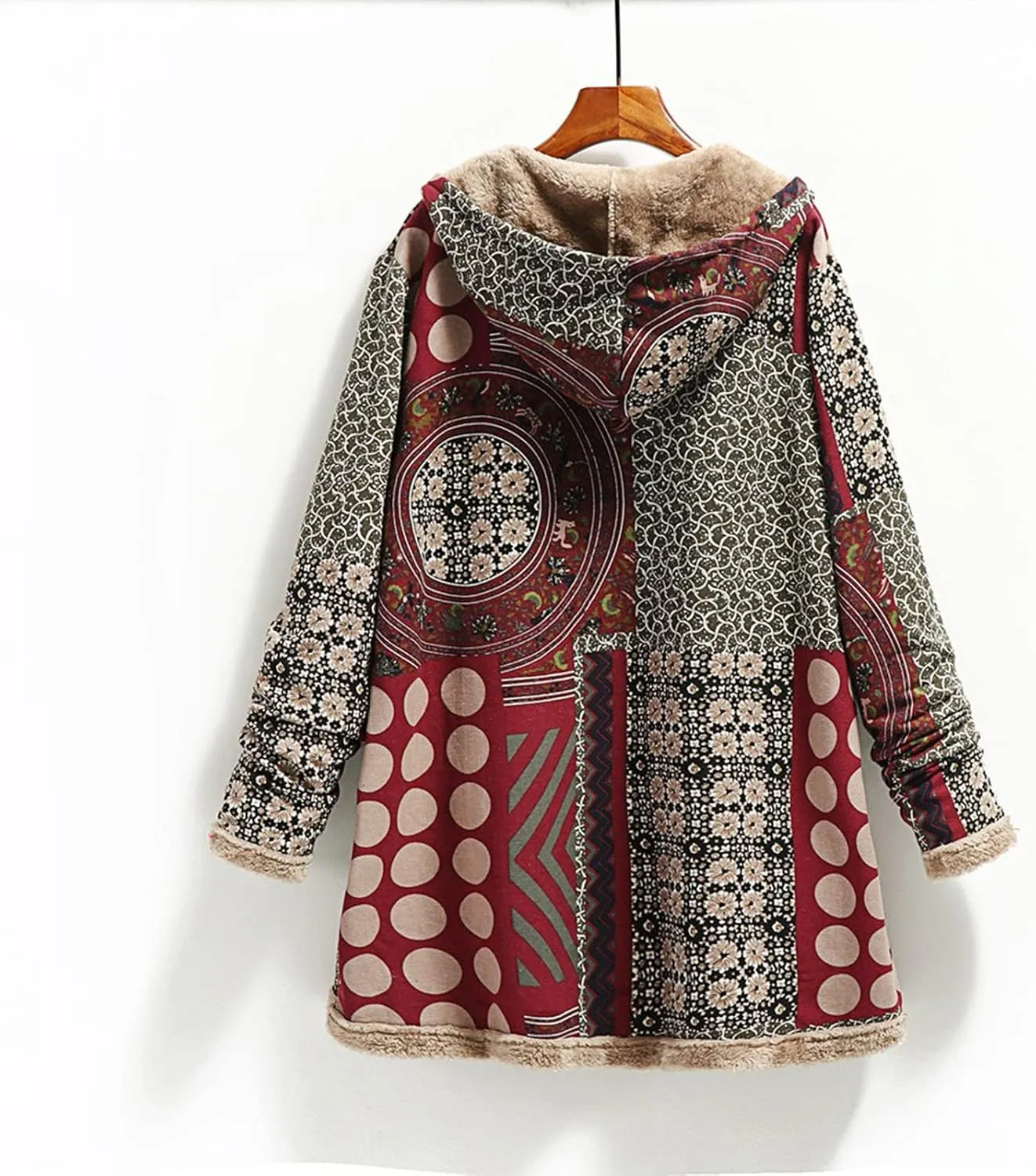 Winter Coats for Women Cotton And Linen Printing Hoodies Fall Winter Fleece Jacket Casual Hooded Sweatshirts Thick