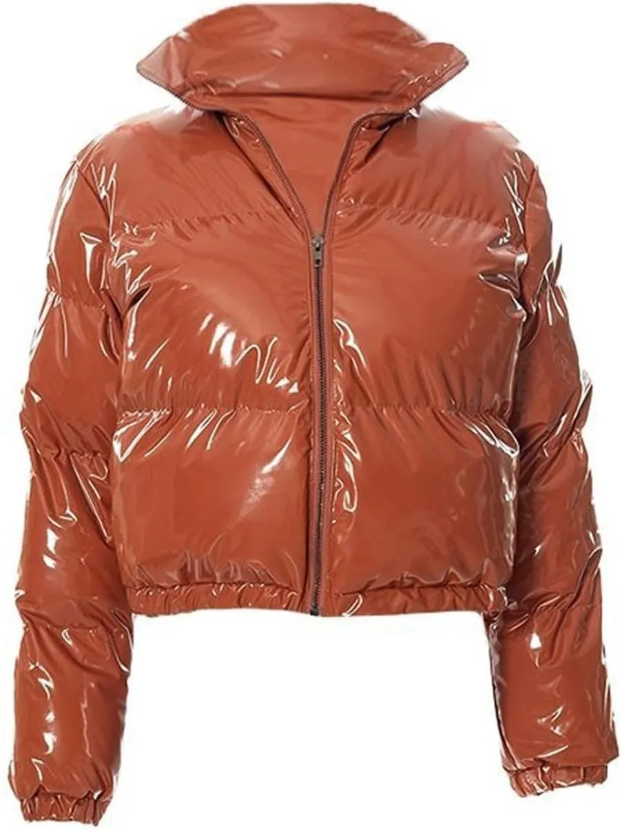Winter Coats for Women Fashion Cropped Solid Puffer Jacket Thicken Warm Long Sleeve Padded Coat 2024 Quilted Outwear
