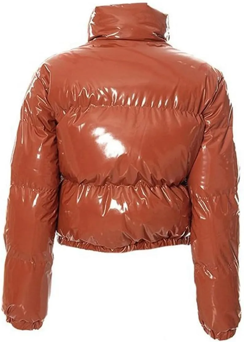 Winter Coats for Women Fashion Cropped Solid Puffer Jacket Thicken Warm Long Sleeve Padded Coat 2024 Quilted Outwear